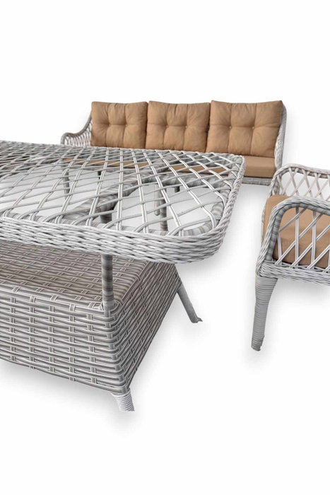 Hanah Home Hisar 3+1+1 Beige y Blanco
